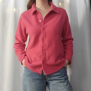 Peachy Super Soft Fleece L.L.Bean Button up Collared Cardigan, size medium